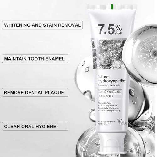 7.5% Hydroxyapatite Toothpaste for Advanced Enamel Protection,Appropriate for Sensitive Teeth,Gentle and Effective Formula,Fresh Mint,4.23 oz
