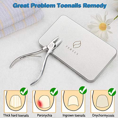 FERYES Toenail Clippers Straight Blade for Thick Toenails, Nail Clippers for Thick and Ingrown Nails - High Temperature Forging Stainless Steel Toe Nail Tools