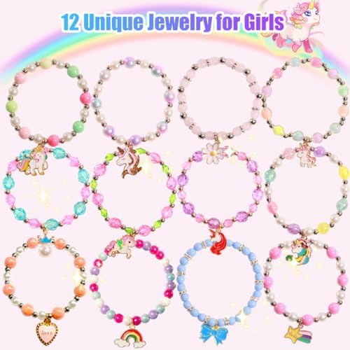 Unicorn Bath Bombs for Kids Girls with Toys Surprise Jewelry Inside, 12pcs Kids Bath Bombs Gift Set, Handmade Bubble Bath Fizzes Bomb for Birthday Christmas Easter Present