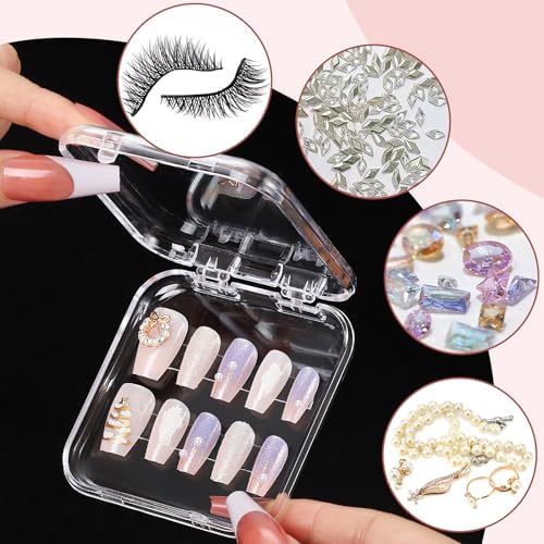 Udefineit 27PCS Press on Nail Boxes with 5M Nail Tape, Clear Acrylic Nail Display Box for Storage Nail Tips Press on Container Plastic Empty Packaging Boxes for Nail Art Home Beauty Salon