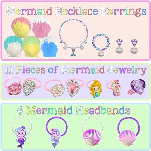 20 Pack Mermaid Bath Bombs for Girls Kids with Surprise Inside Mermaid Gifts for Girls Birthday Gifts Easter Christmas Princess Jewelry Natural Organic Bubble Shell Bath Bomb Set