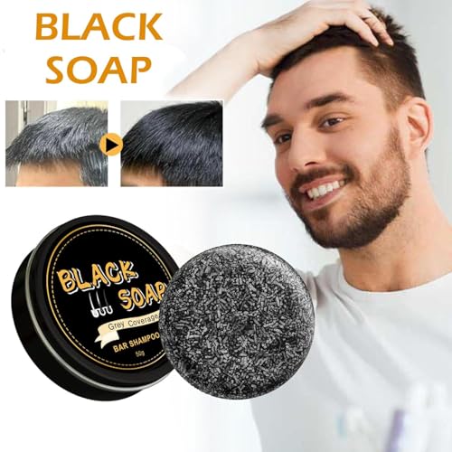 Gray Hair Reverse Bar Soap，Natural Black Soap for Gray Hair Coverage, Darkening Shampoo Bar with Ginseng & Black Sesame, Vegan, Moisturizing & Scalp Care for Men Women，2PACK