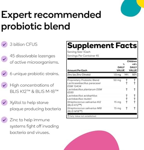 Burst Kids Probiotics (Strawberry Vanilla) | 45 Lozenges for Kids 3+ to Support Optimal Oral, Ear, Throat & Respiratory Health | 3 Billion CFUs | Safe Ingredients | Made in USA