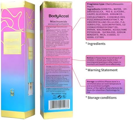 Niacinamide Whitening Toothpaste, BodyAccel Toothpaste, Niacinamide Toothpaste, Stain Removal Toothpaste Natural Gentle, Fresh Breath