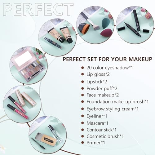 Makeup Kit for Women Full Kit Makeup Sets for Teenagers Makeup Kits for Women Teen Girls Includes 20 Colors Eyeshadow Palette Foundation Make Up Set for Beginners