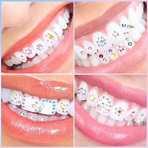Sosation 377 Pieces Tooth Gem for Teeth Jewelry Kit DIY Fashionable Artificial Crystal Reflective Tooth for birthday Party, Cool Style