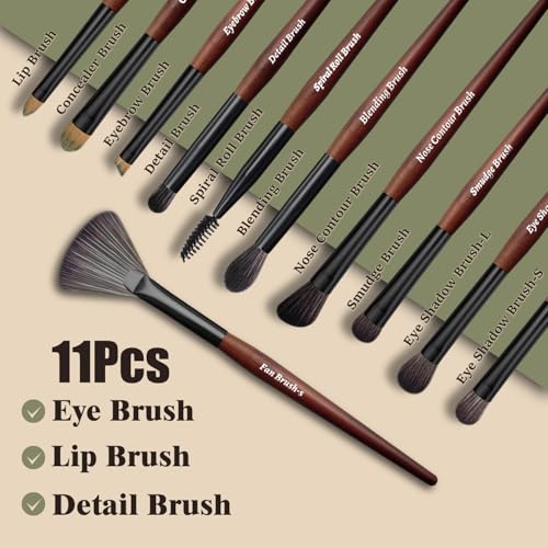 Makeup Brushes 16 Pcs Makeup Brush Set Professional, Wood Handle Travel Make Up Brushes Set with Case, Premium Cruelty-Free Synthetic Fiber Hair Makeup Brush Kit with Holder