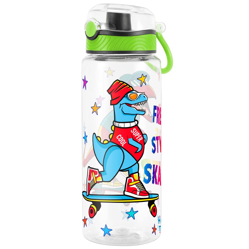 Cute Water Bottle for School Kids Girls, BPA FREE Tritan & Leak Proof & Easy Clean & Carry Handle, 23oz/ 680ml (Skateboarding)