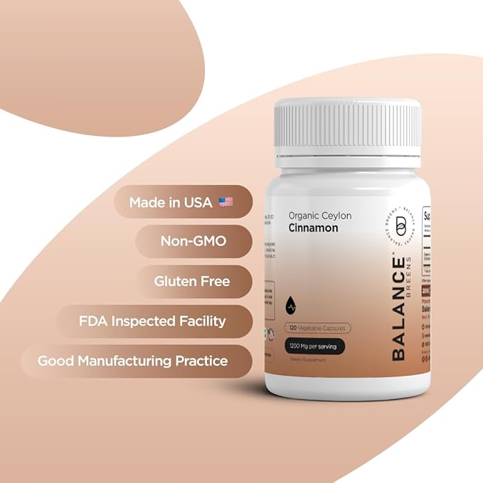Balance Breens Organic Ceylon Cinnamon 1200mg + Citrus Bergamot 500mg Supplement Combo