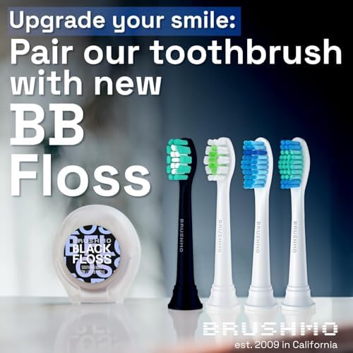 Brushmo Whitening Replacement Toothbrush Heads, Compatible with Philips Sonicare Click-on Electric Toothbrush Handles, 8 Standard Heads, Medium Firm Diamond-Shape Dupont Bristles, BM668, White