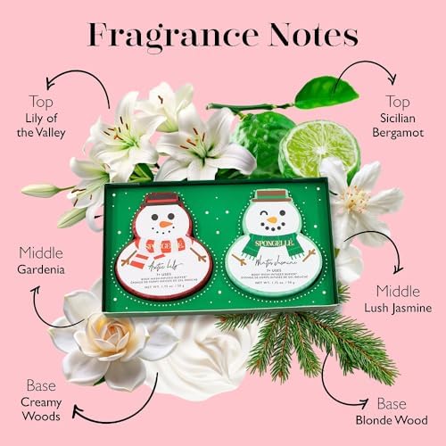 Spongellé Snowpeople Gift Set Body Wash Infused Buffers, Let It Snow