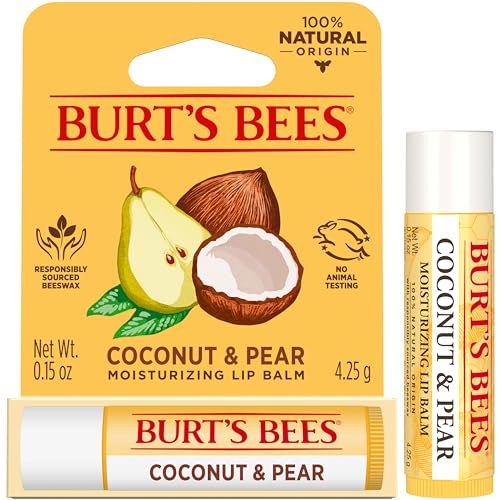 Burt's Bees Coconut and Pear Lip Balm, Lip Moisturizer With Responsibly Sourced Beeswax, Tint-Free, Natural Conditioning Lip Treatment, 1 Tube, 0.15 oz.