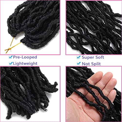 8 Packs Short Faux Locs Crochet Hair 120 Strands 12Inch Soft Locs wavy Dreadlocks Crochet Braids Natural Black Pre-Looped Crochet Hair for Women (1B, 12 Inch (Pack of 8))