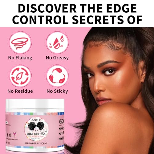 Edge Control Wax Strong Hold Non-greasy Hair Styling Gel - Edge Wax No Flaking Edge Control for Black Hair Edge Wax Fixer for Women Rosemary Hair Oil for Hair Growth Edge Brush Hair Braid Bonnet(7pcs)