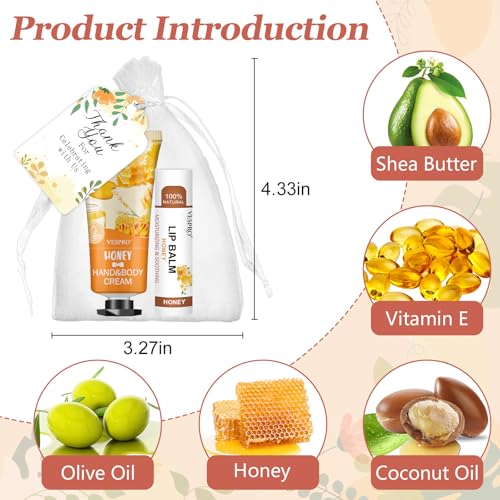 30 Sets Bulk Hand Lotion and Bulk Lip Balm Gifts, Bridal Shower Favors, Bridesmaid Gifts and Wedding Favors for Guests with Thank You Card and Organza Bags, Employee Appreciation Gifts, Birthday Gifts