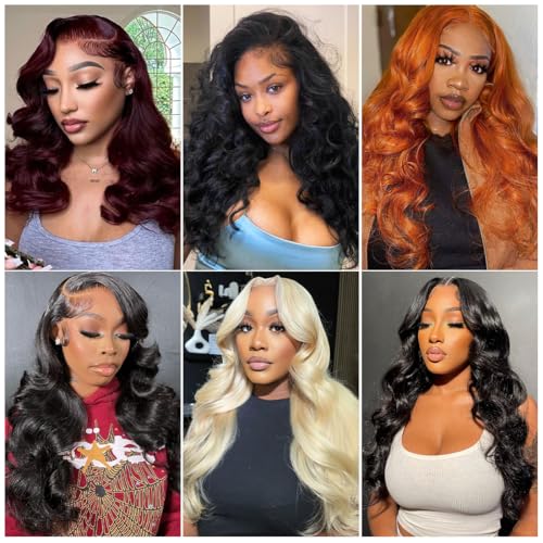 13x4 Body Wave Lace Front Wigs Human Hair Pre Plucked HD Transparent Lace Frontal Wig with Baby Hair 180% Density 9A Glueless Brazilian Virgin Human Hair Lace Front Wigs for Women Natural Black 22Inch