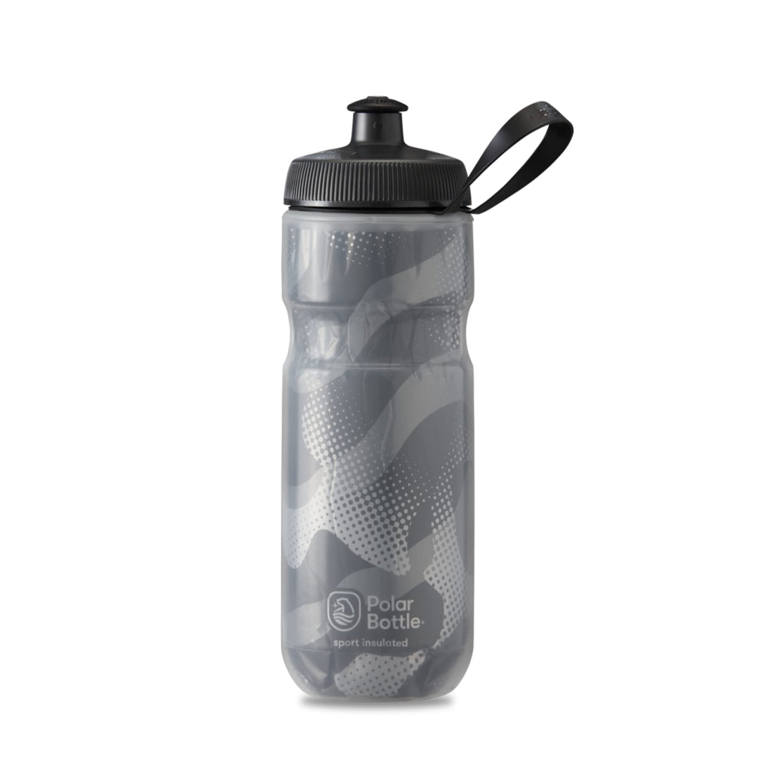 Polar Bottle Sport Insulated Water Bottle - BPA-Free, Sport & Bike Squeeze Bottle with Handle (Contender - Charcoal & Silver, 20 oz)