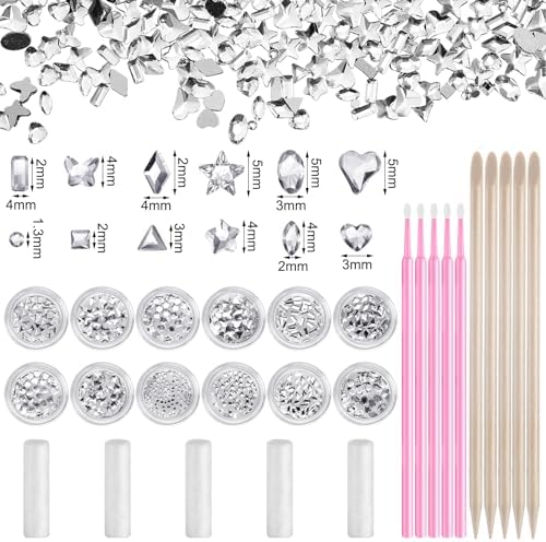 480 Pcs Tooth Gem Kit DIY Teeth Crystals Jewelry Fashionable Teeth Gems Kit Artificial Crystal Tooth Reflective Ornaments (Without Glue) (White)