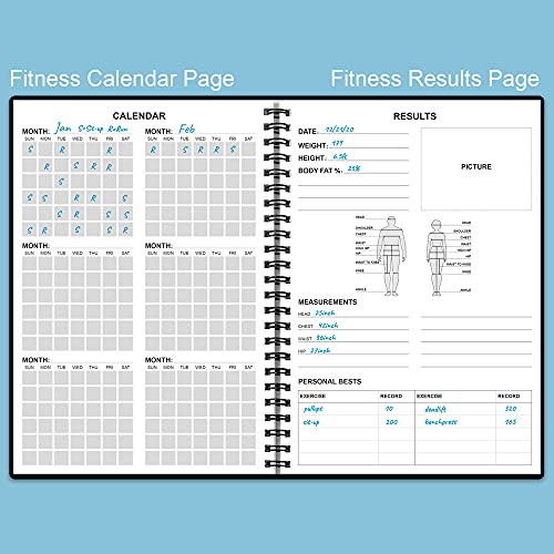 Fitness Planner for Women & Men - A5 Workout Log Book/Exercise Workout Log to Track Weight Loss, GYM, Bodybuilding Progress - Daily Health & Wellness Workout Journals, 5.8X8.25 In Workout Book
