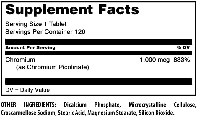 Amazing Formulas Chromium Picolinate Supplement | 1000 Mcg | 120 Tablets | Non-GMO | Gluten-Free | Made in USA