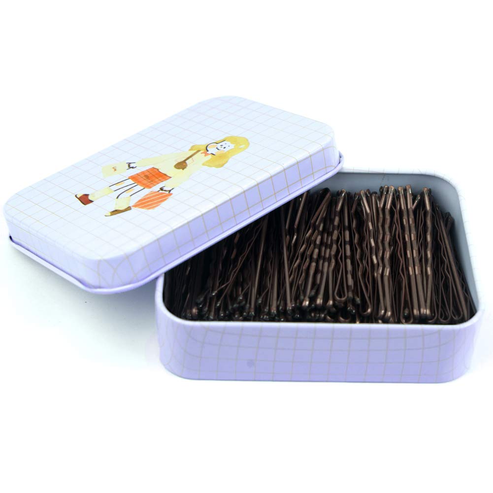 Maorulu Hair Bobby Pins Brown With Cute Case, 200 Ct Bobby Pins For Buns, Premium Hair Pins For Kids, Girls And Women, Great Hai
