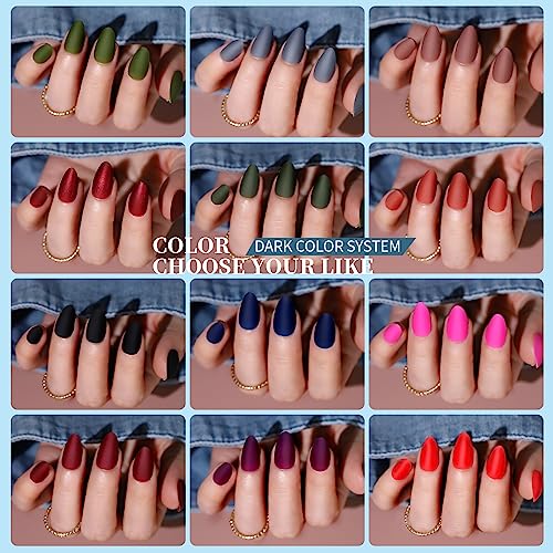 Teenitor Press on Nails,Short Almond Press on Nails, Matte Acrylic Fake Nails with Nail Glue, 24 Colors