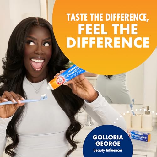 ARM & HAMMER Advance White Toothpaste, Teeth Whitening Baking Soda Toothpaste with Stain Defense Technology and Fluoride, Clean Mint Flavor, 6.0 Oz (4 Pack)
