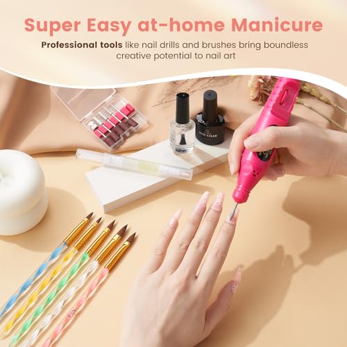 Acrylic Nail Kit with Everything: Practice Nail Hand U V Lamp Acrylic Nail Liquid Set with Drill Starter Nail Set Gifts for Beginners Home Salon