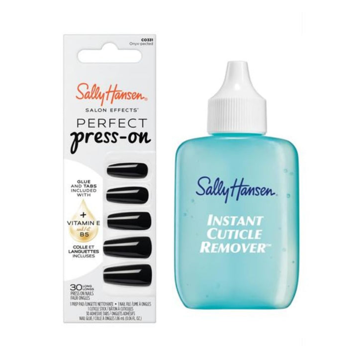 Sally Hansen Instant Cuticle Remover | Press-On Nails Kit with Glue & 30 Designs