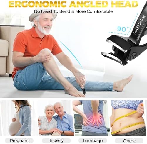 2025 Toenail Clippers for Seniors Thick Toenails, 15 Degrees Angled Head Heavy Duty Large Toe Nail Clippers for Men Thick Nails, 45 Degrees Slanted Curved Blade Ingrown Toenail Clippers