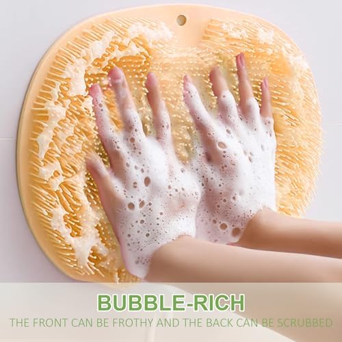 Shower Foot Scrubber Back Washer Mat, 2025 New Foot Back Cleaning Pad with Non-Slip Suction Cups, Back Exfoliating Bath Wash Pad for Women and Men (Blue)