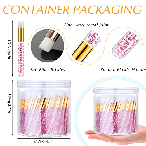 80 Pcs Lash Shampoo Brushes with Container Pink Eyelash Cleaning Bulk Glitter Eyelash Extension Cleansing Crystal Facial Cosmetic Lash Shampoo Brushes Blackhead Removing