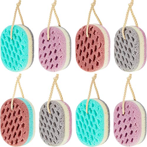 8 Pieces Soft Bath Sponge Shower Sponge Gentle Soothing Body Sponge Bath Shower Sponge for Women Men Kids, Multi-Color