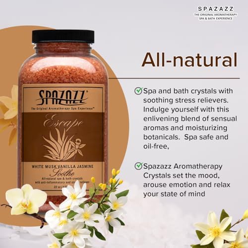 Spazazz SPZ-110 Escape Aromatherapy Crystals Container, 22-Ounce, White Musk Jasmine Vanilla Soothe