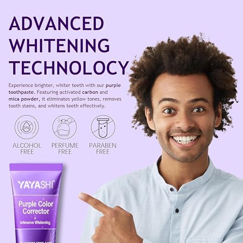 Purple Color Corrector Whitening Toothpaste, Fluoride-Free,Deep Stain Remover Toothpaste, Plaque Remover for Teeth,freshens Breath,Vanilla Mint