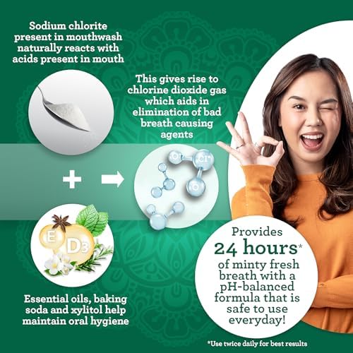 GuruNanda Dual Barrel Breath Harmonizer Mouthwash - Freshens Breath - Alcohol & Fluoride Free with Sodium Chlorite & Essential Oils - Wild Mint Flavor, 20 Fl Oz