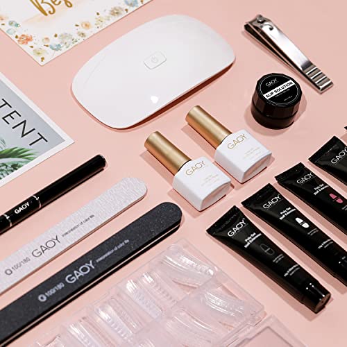 GAOY Poly Gel Nail Kit with U V Light Starter Kit, 6 Pcs Builder Gel Extension Kit for Beginners with Everything Nail Art DIY