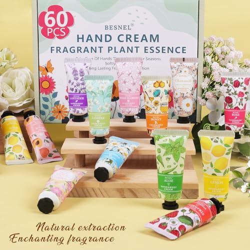 60 Pack Hand Cream Gifts Set For Women, Mini Hand Lotion Travel Size in Bulk for Dry Cracked Hands, Graduation Gifts, End of Year Teacher Appreciation Gifts, Thanksgiving Gifts, Party Favors