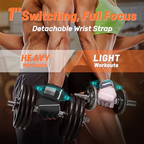 Yeendibo 5-in-1 Workout Gloves for Men & Women, with Excellent Grip, Full Protection Exercise Weight Lifting Gym Gloves, Detachable Wrist Strap & Mesh Bag