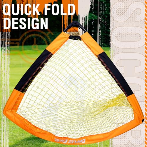 Dimples Excel Soccer Goals Kids Soccer Net for Backyard (3x2.2 FT 1 Pack, Orange Black)