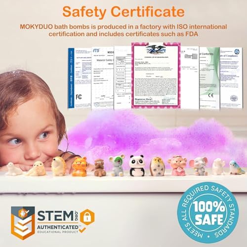 Bath Bombs for Kids with Surprise Inside,12-Pack Natural Organic Kids Bath Bombs with Endangered Animals Toys, Fun & Educational Gift, Ideal Birthday,Christmas,Children's Day Gifts kit