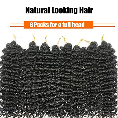 ENBEAUTIFUL 18 Inch 8 Packs Curly Crochet Hair For Black Women Gogo Curl Crochet Hair Beach Curl Water Wave Deep Wavy Braids Hair Extensions(18inch, 8packs, 1b)