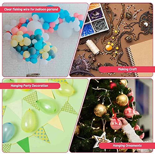 Fishing Line Clear, Acejoz 656FT Clear Fishing Wire for Hanging, 200 Meters 0.3mm Nylon String Supports 17 Pounds, Invisible Fishing Line for Balloon Garland Hanging Decorations Beading and Crafts…