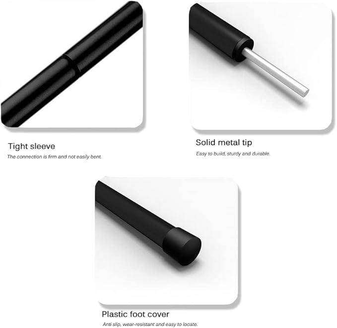 Adjustable Tent Poles - Portable Steel Rods for Camping Tarps and Canopies, 2 Sets of Black Lightweight Poles for Shelter and Shade. Ideal for Backpacking, Hiking, Outdoor Adventures.