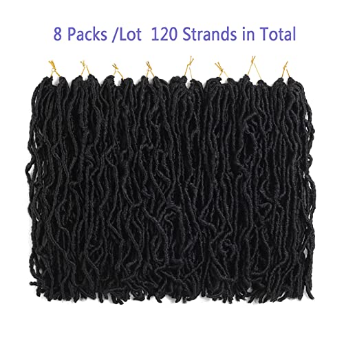 8 Packs Short Faux Locs Crochet Hair 120 Strands 12Inch Soft Locs wavy Dreadlocks Crochet Braids Natural Black Pre-Looped Crochet Hair for Women (1B, 12 Inch (Pack of 8))