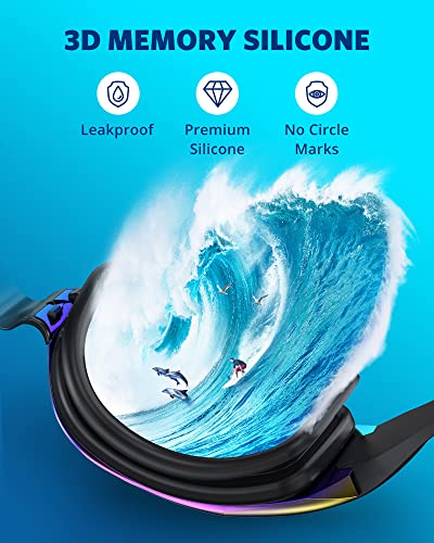Aegend Swim Goggles, Swimming Goggles No Leaking Full Protection Flexible|Detachable Adult Men Women Youth, Bright Fuchsia