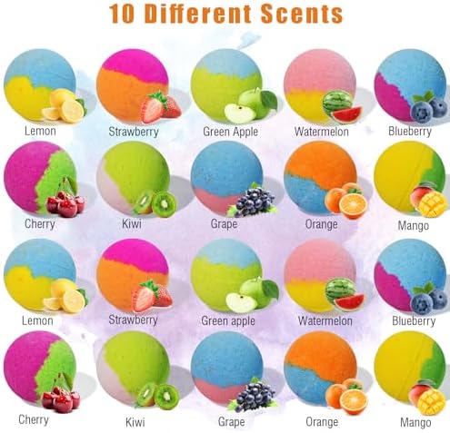 Bath Bombs for Kids with Surprise Inside, 20 Pack Kids Bath Bombs Gift Set with Toys for Girls Boys, Handmade Child-Safe Bubble Bath Fizzy Balls Kit for Birthday, Summer Fun, Christmas