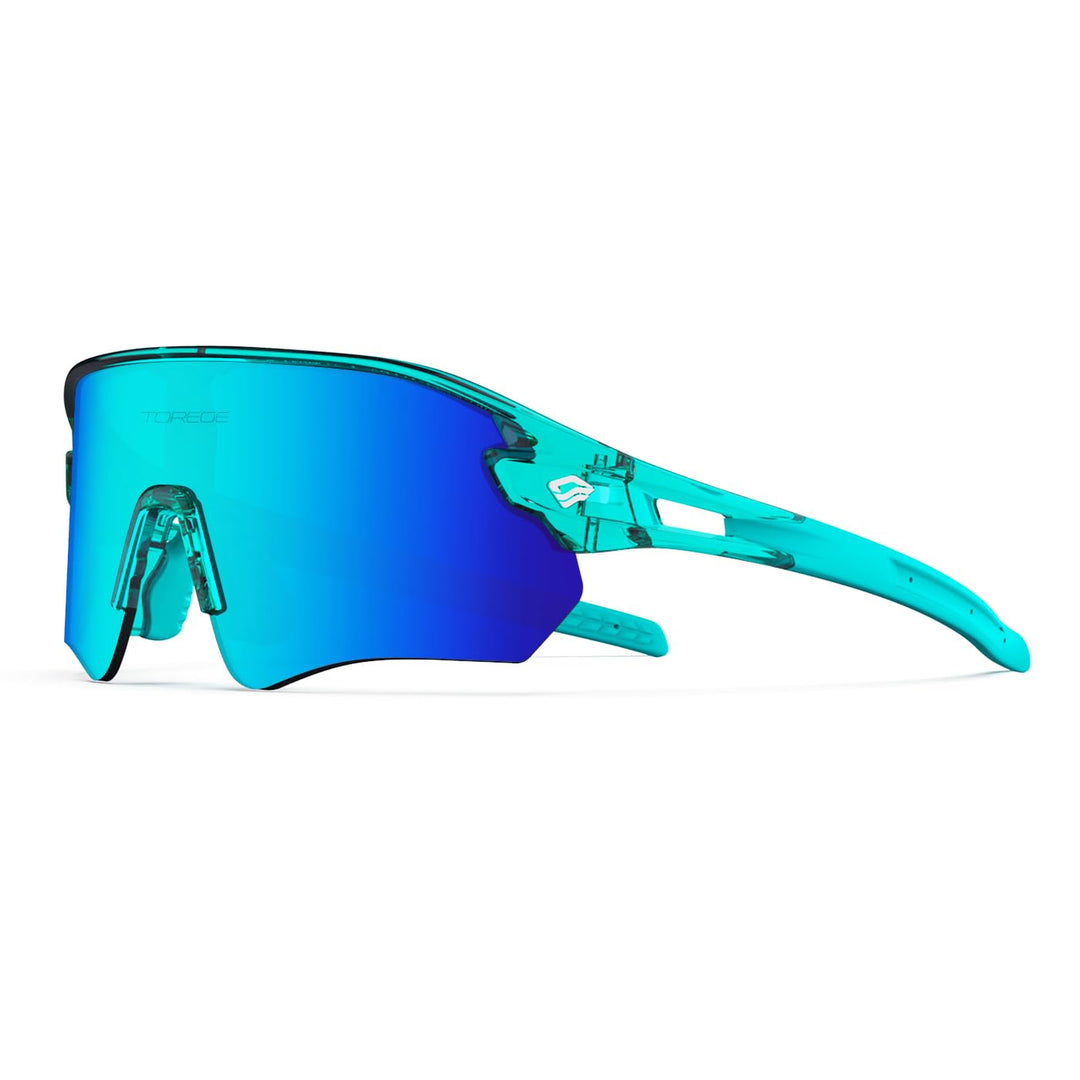 TOREGE Z87 Sunglasses for Men Women Cycling Fishing Running Driving Baseball Anti-fog Sports Sunglasses UV Protection 02EV (Transparent Green&Green&Ice Blue Lens)