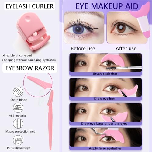 33PCS Makeup Foundation Brushes Tool Set with Sponges, Eyelash Curlers, Powder Puffs, Silicone Washing Bowls, Eye Aids, Nano Spray Bottles, Exfoliating Face Brushes, Eyebrow Trimming, Storage Bag