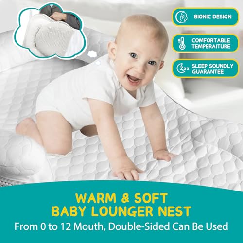 Baby Lounger Baby Nest Newborn Snuggle Nest Sleeping Bed Cover for Co Sleeping Bed Adjustable Infant Floor Loungers for Travel
